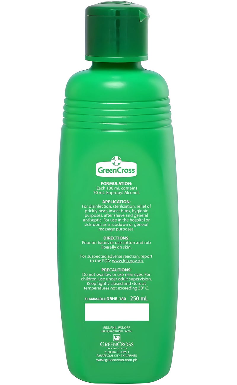 Green Cross محلول كحول الأيزوبروبيل 70% مطهر ومعقم 250 مل - Image 2